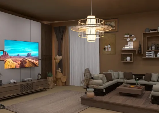 a cute living room 
 Design Rendering