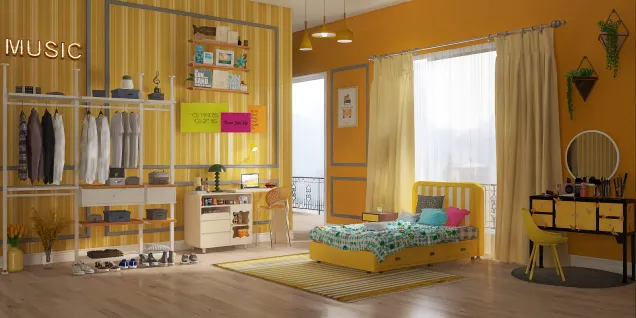 teenage bedroom in yellow tones ✨️💛