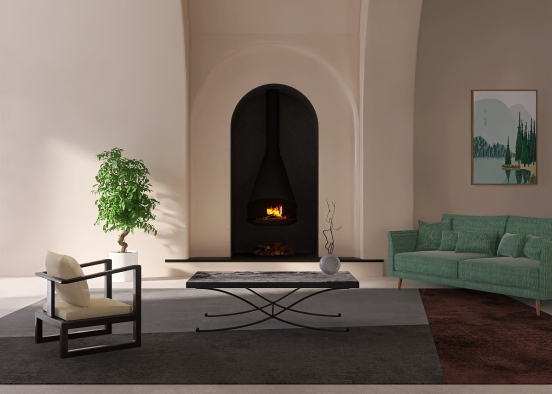 Crisp fireplace area Design Rendering