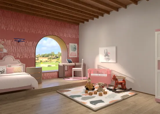 Pink kids bedroom!! Design Rendering