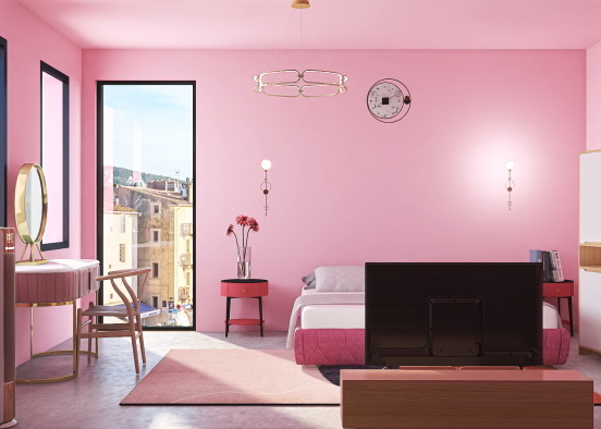 Pink bedroom theme Design Rendering