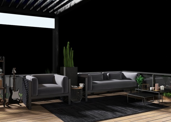 Black living room Design Rendering