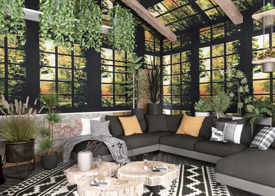 Indoor urban jungle relaxation space  Design Rendering