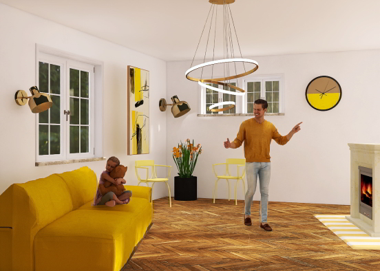 Yellow/gold room Design Rendering