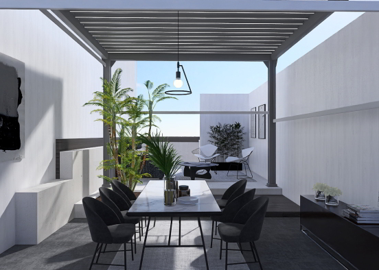 Modern Outdoor Sitting Area Design Rendering