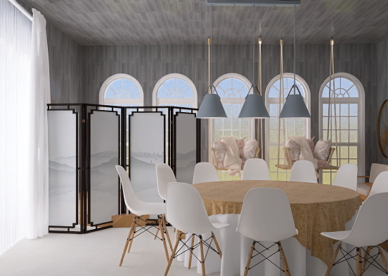 I thought I would go for a white wedding / dining room  Design Rendering