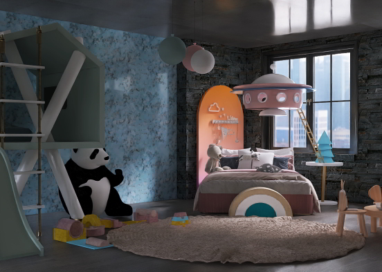 bedroom for a kid Design Rendering