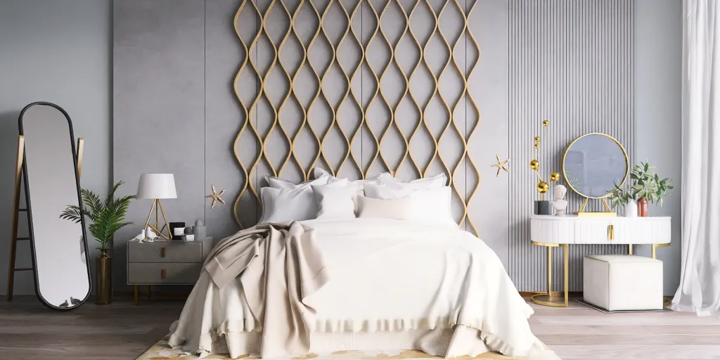 a bed with a white bedspread and a white wall 
