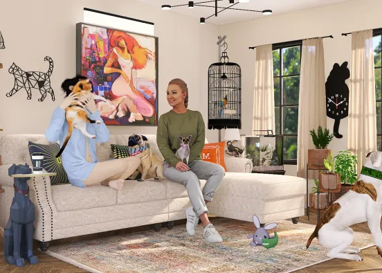 3 Girls, 3 Dogs & 3 Cats = Home Design Rendering