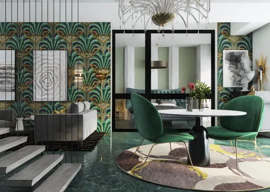 Tropical art deco room Design Rendering