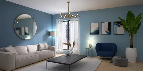 blue cosy living room 💙🤍