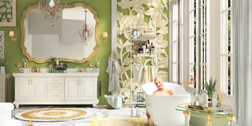 Sage green and cream bathroom 