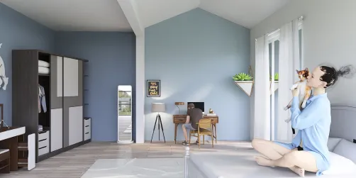 A teen age bed room .. 