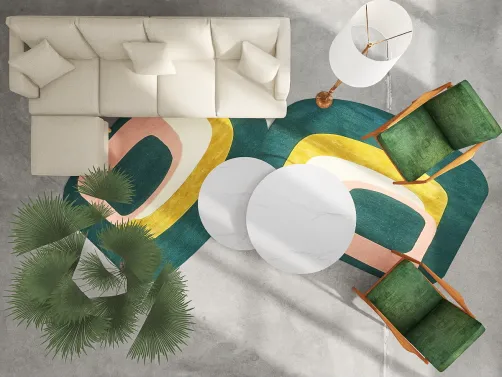 Green and gold living room mood board 