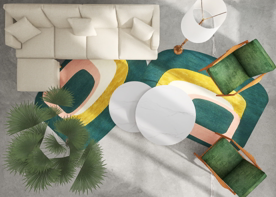 Green and gold living room mood board  Design Rendering