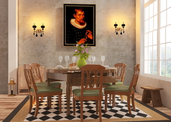 Old Farmhouse Dining Room  Design Rendering