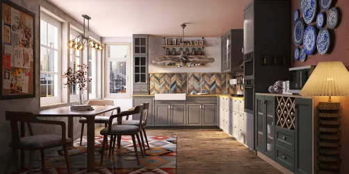 Country dining kitchen room