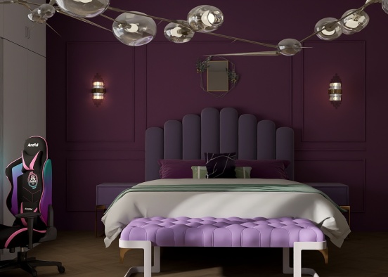 Purple bedroom  Design Rendering