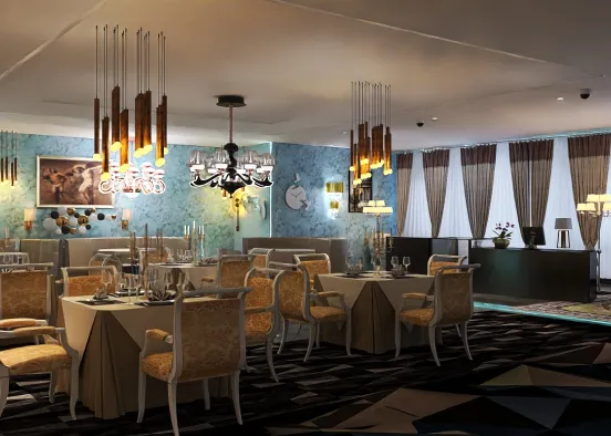 Blue Oceanian Restaurant & Cafe Design Rendering