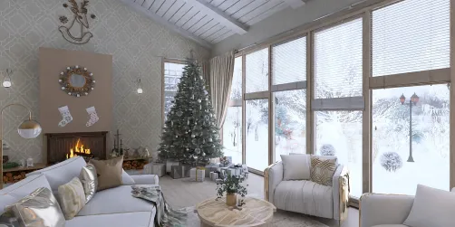 Gold, Silver & White Christmas Cabin Retreat