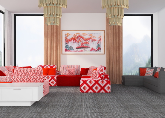 Red Aestetic Room Design Rendering