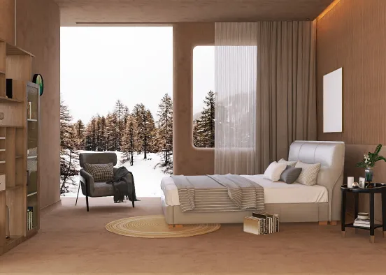 A Fresh Bedroom For a Cabin Design Rendering