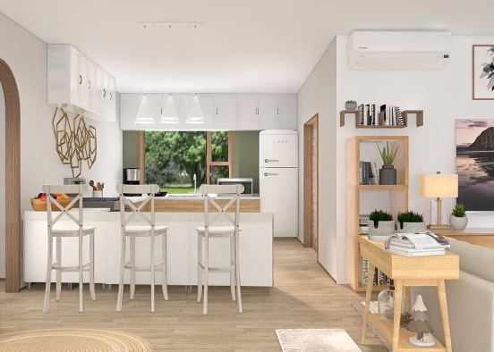 Kitchen + Living Room Design Rendering