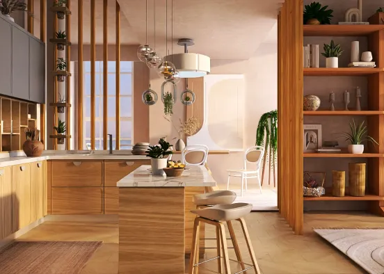 # Boho kitchen  Renderização de Design
