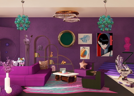 eclectic maximalist purple Design Rendering