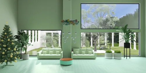 Green modern living room