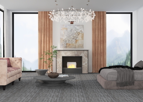 Urban Glamour Style Hotel Room Design Rendering