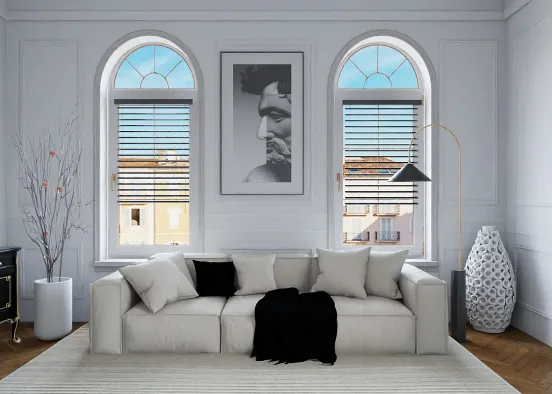 Black&White living room Design Rendering