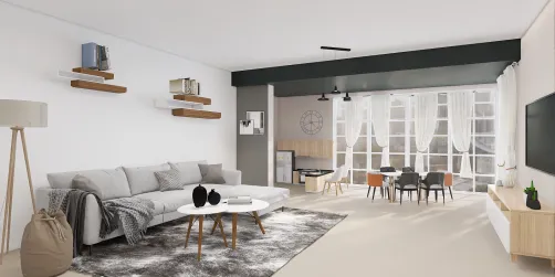Salon salle à manger de style scandinave
