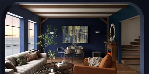 cozy blue living room
