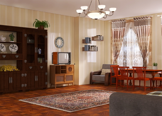 Стиль СССР.A room in the style of the USSR. Design Rendering