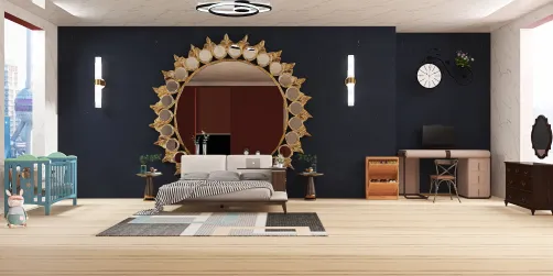 Bedroom with babies bed 