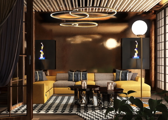 geometric deco living room Design Rendering