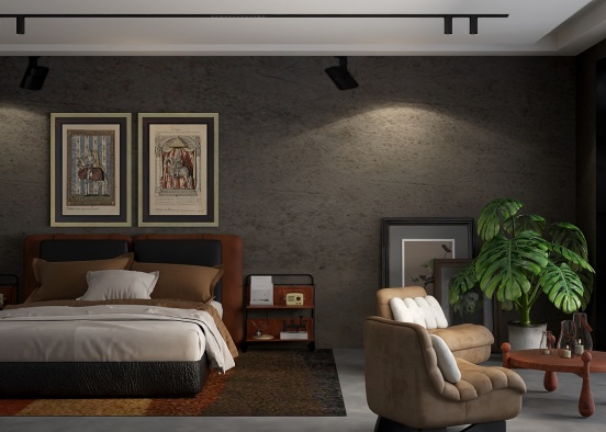 Mid Century Modern Bedroom Design Rendering