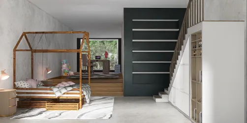 Room with storage under stairs