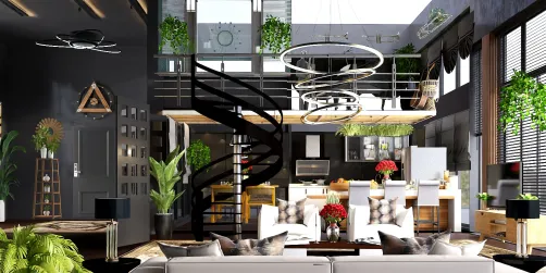 Two Story Home
Kitchen and Living areas 🖤💛