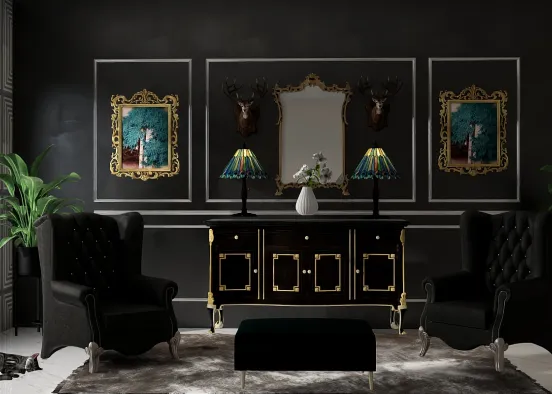 Elegant clasic living room  Design Rendering