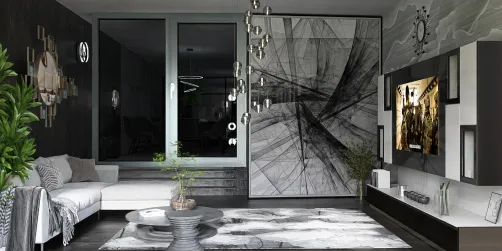 stylish dark living room 