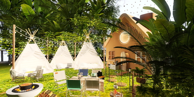 8) Jungle campsite resort with a cabin🏕