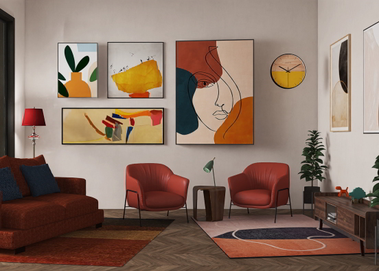 Electic Living Room Design Rendering