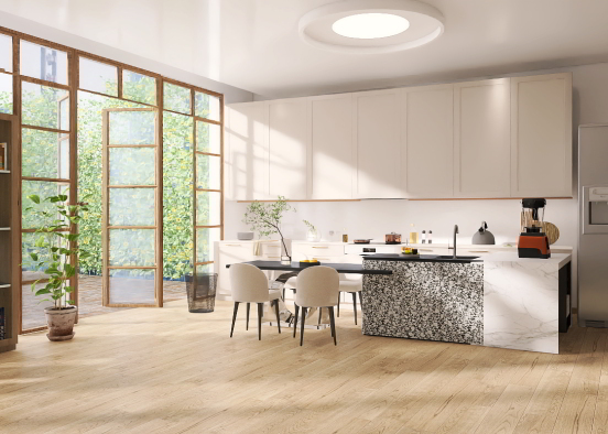 Kitchen with balcony  Design Rendering