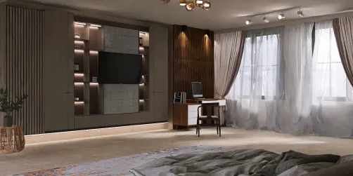 Modern room interior with storage media unit