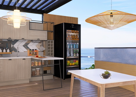 Open-air kitchen. Design Rendering
