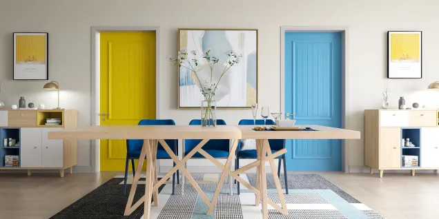 Blue and Yellow Dining Room
