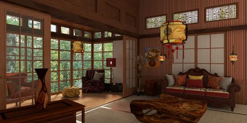 Cozy Wooden Living Room