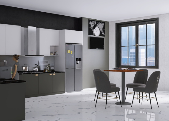 modern grey kitchen
 Design Rendering